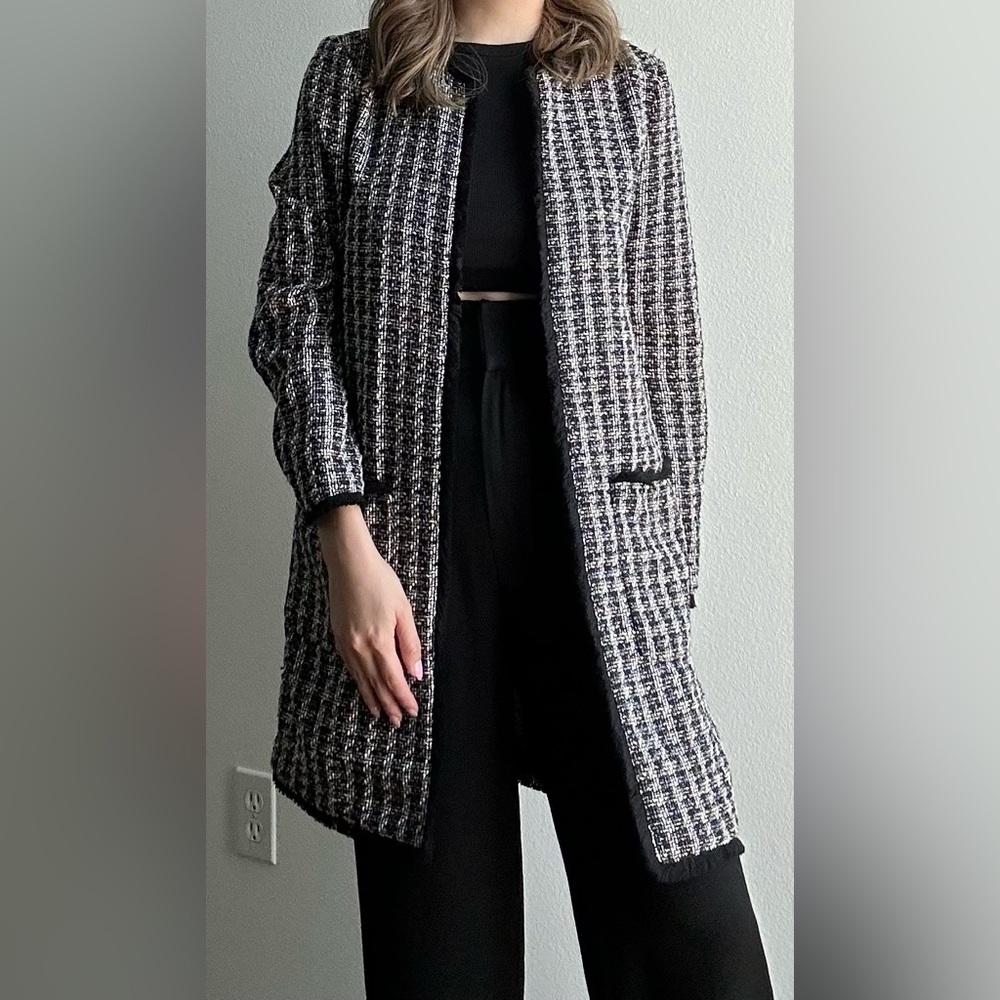 H&M Texture Weave Coat with Pockets in Size 6